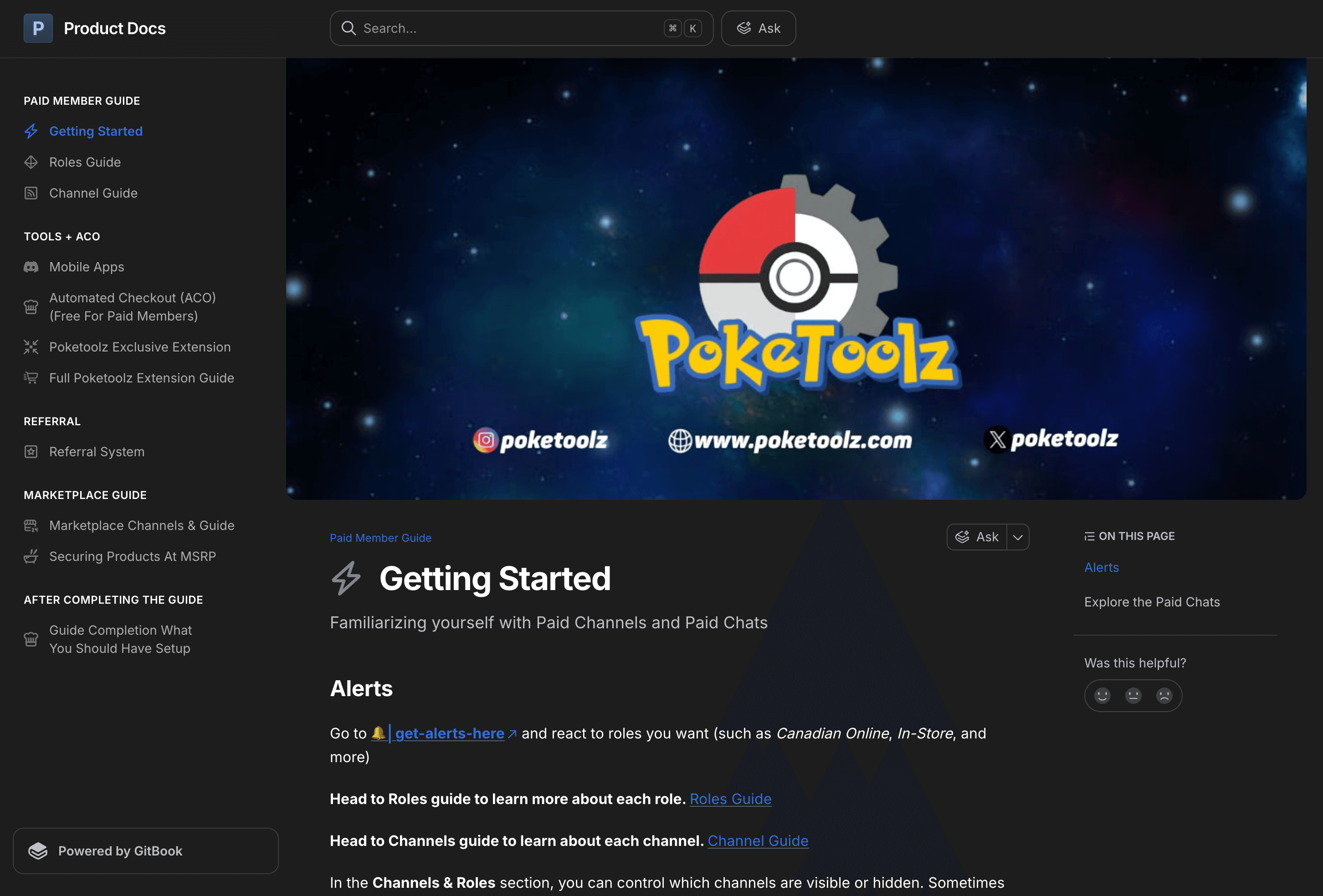 PokeToolz member docs — getting started guide